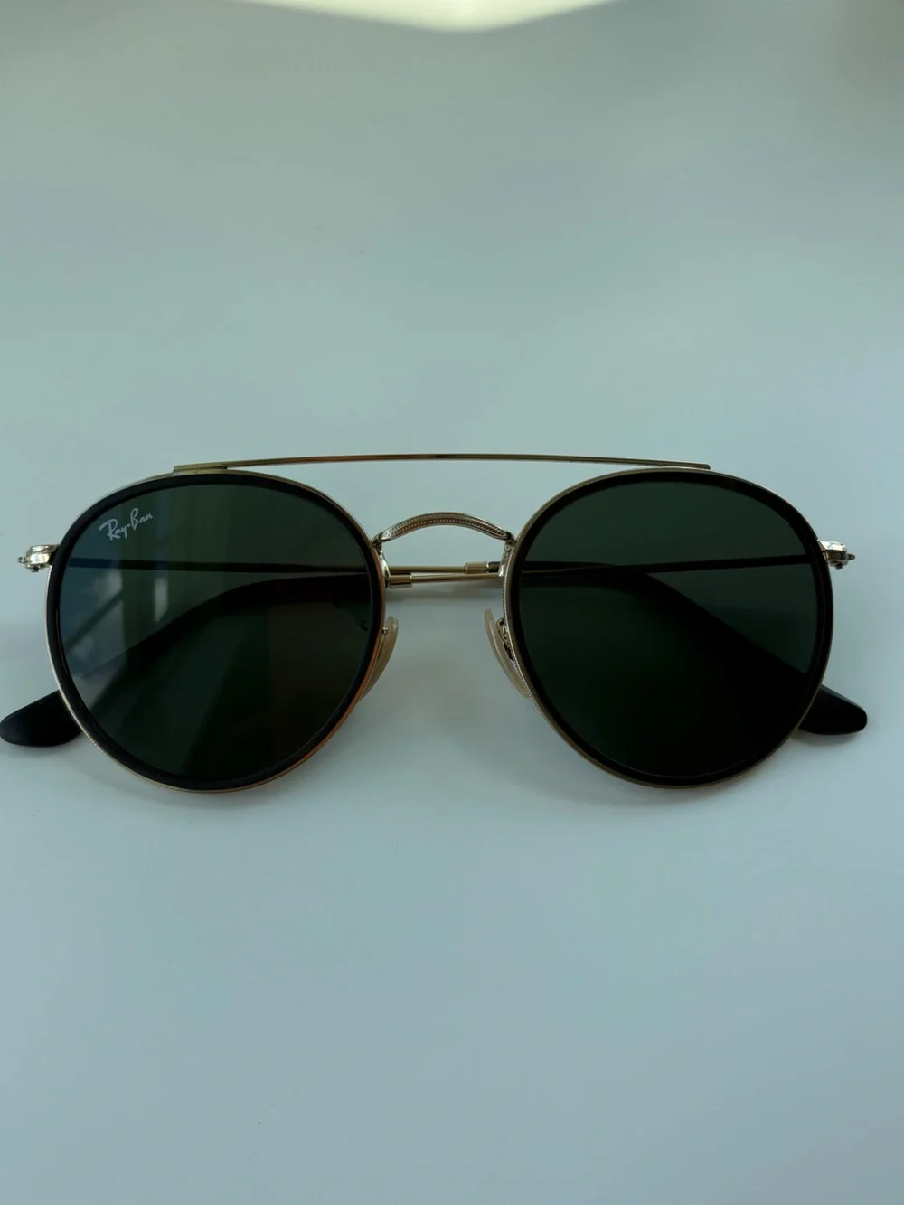 Ray-Ban Gold Frame Round Double Bridge Sunglasses